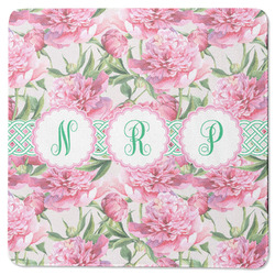 Watercolor Peonies Square Rubber Backed Coaster (Personalized)