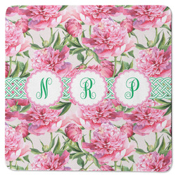 Watercolor Peonies Square Rubber Backed Coaster (Personalized)