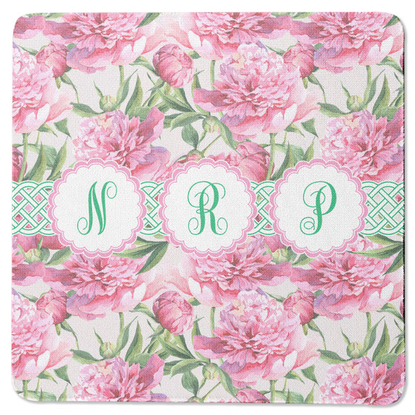Custom Watercolor Peonies Square Rubber Backed Coaster (Personalized)