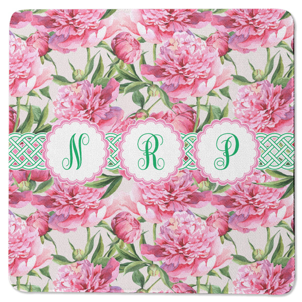 Watercolor Peonies Square Coaster Rubber Back - Single