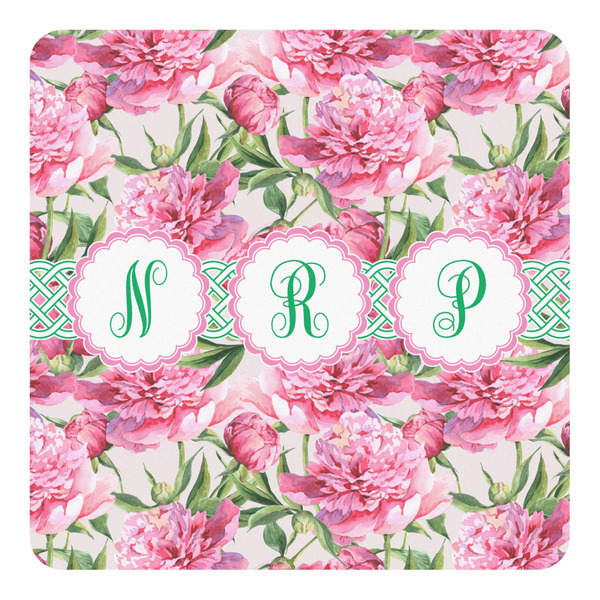 Custom Watercolor Peonies Square Decal - Large (Personalized)