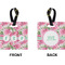 Watercolor Peonies Square Luggage Tag (Front + Back)