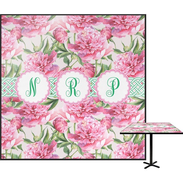Custom Watercolor Peonies Square Table Top (Personalized)