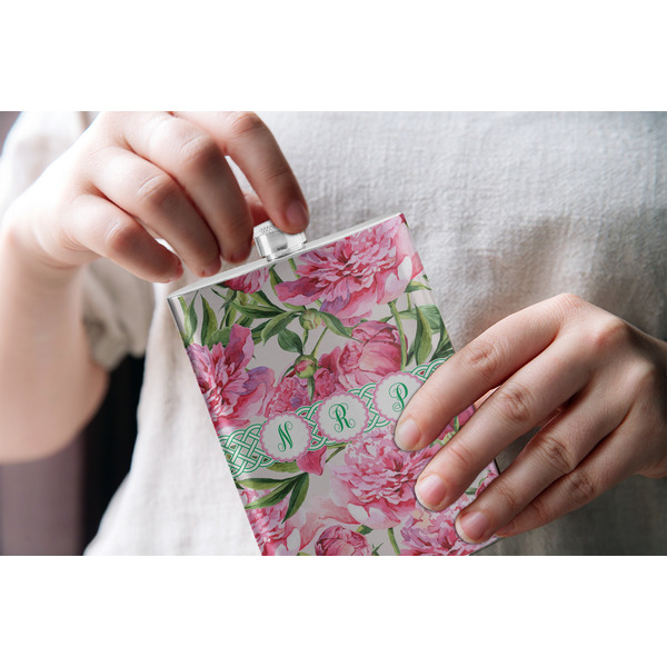 Watercolor Peonies Stainless Steel Flask - LIFESTYLE 1