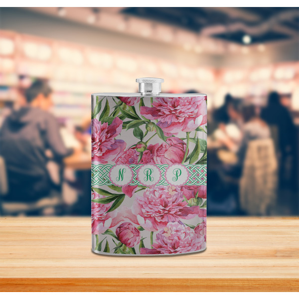 Watercolor Peonies Stainless Steel Flask - LIFESTYLE 2