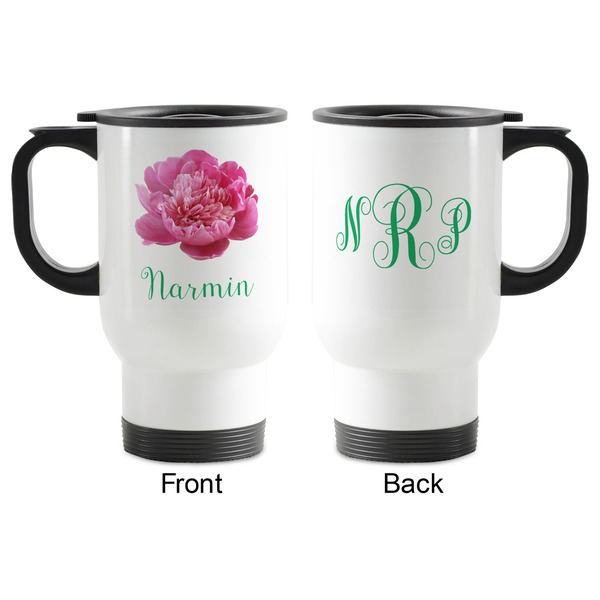 Watercolor Peonies Stainless Steel Travel Mug with Handle - Apvl