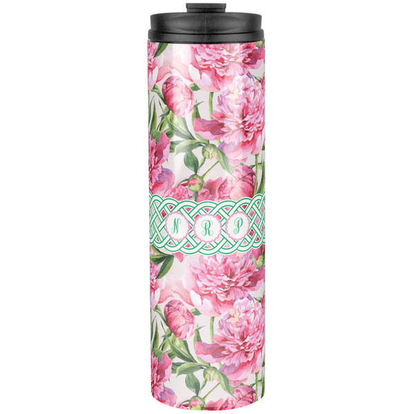 Custom Watercolor Peonies Stainless Steel Skinny Tumbler - 20 oz (Personalized)