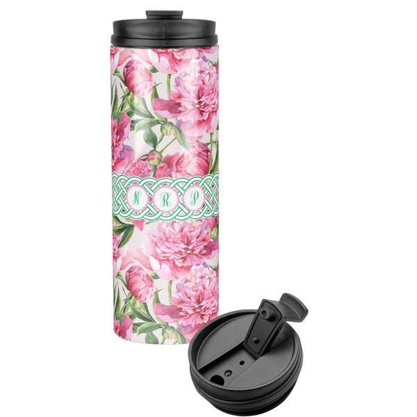 Custom Watercolor Peonies Stainless Steel Skinny Tumbler (Personalized)