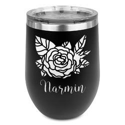 Watercolor Peonies Stemless Stainless Steel Wine Tumbler (Personalized)