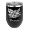 Watercolor Peonies Stainless Wine Tumblers - Black - Single Sided - Front