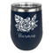 Watercolor Peonies Stainless Wine Tumblers - Navy - Single Sided - Front