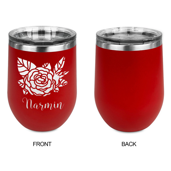 Watercolor Peonies Stainless Wine Tumblers - Red - Single Sided - Approval