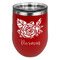 Watercolor Peonies Stainless Wine Tumblers - Red - Single Sided - Front