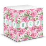 Watercolor Peonies Sticky Note Cube (Personalized)