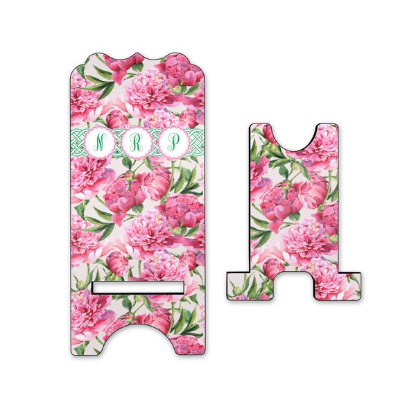 Watercolor Peonies Stylized Phone Stand - Front & Back - Small