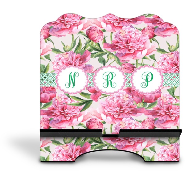 Watercolor Peonies Stylized Tablet Stand - Front without iPad
