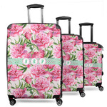 Watercolor Peonies 3 Piece Luggage Set - 20" Carry On, 24" Medium Checked, 28" Large Checked (Personalized)