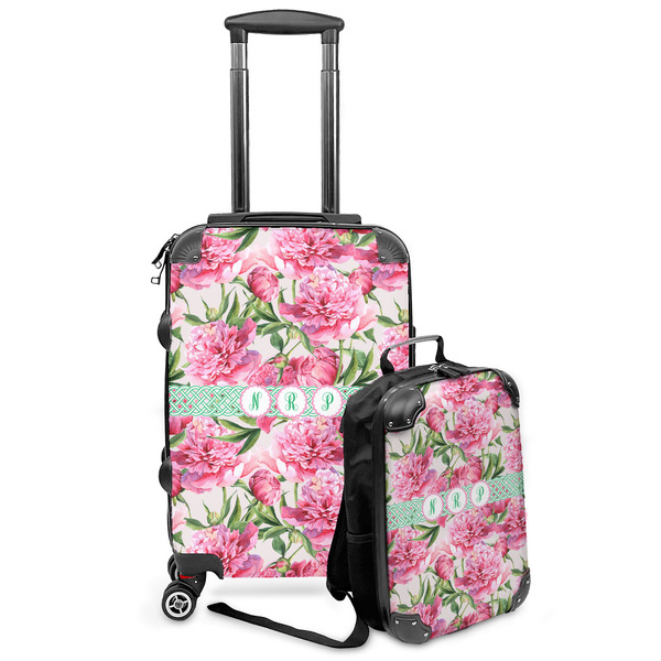 Custom Watercolor Peonies Kids 2-Piece Luggage Set - Suitcase & Backpack (Personalized)