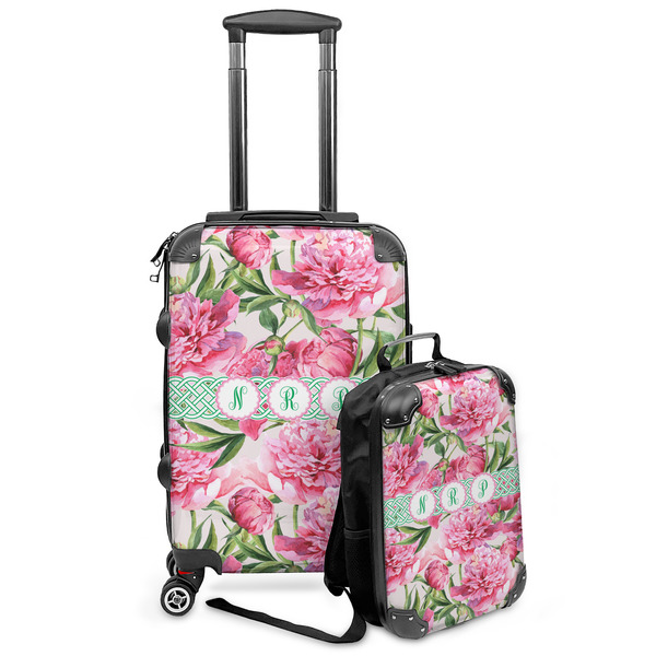 Custom Watercolor Peonies Kids 2-Piece Luggage Set - Suitcase & Backpack (Personalized)