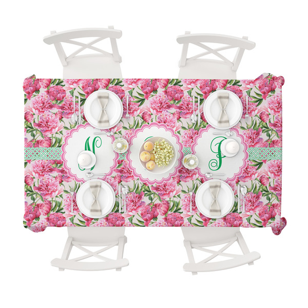 Watercolor Peonies Tablecloths (58"x102") - TOP VIEW