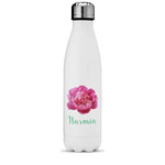 Watercolor Peonies Water Bottle - 17 oz. - Stainless Steel - Full Color Printing (Personalized)