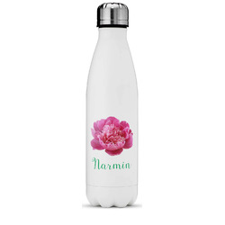 Watercolor Peonies Water Bottle - 17 oz. - Stainless Steel - Full Color Printing (Personalized)