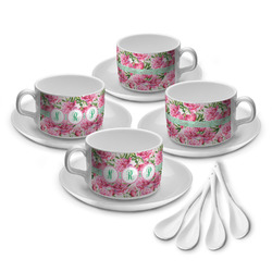Watercolor Peonies Tea Cup - Set of 4 (Personalized)