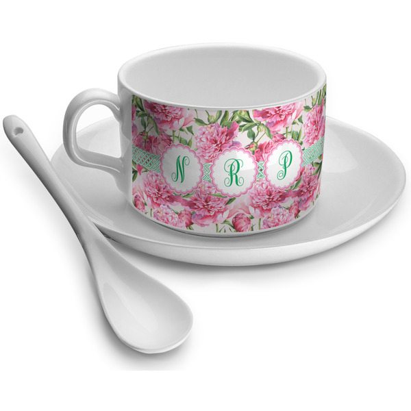 Custom Watercolor Peonies Tea Cup (Personalized)