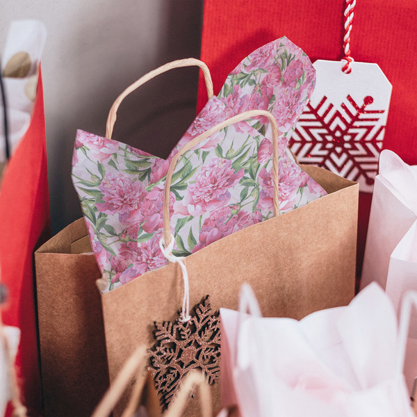 Watercolor Peonies Tissue Paper - In Gift Bag