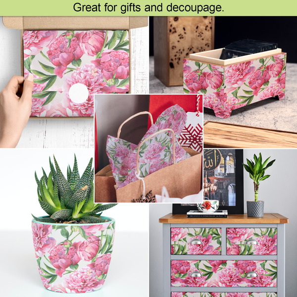 Watercolor Peonies Tissue Paper - In Use Collage