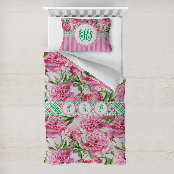 Custom Watercolor Peonies Toddler Bedding Set - With Pillowcase (Personalized)