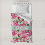 Watercolor Peonies Toddler Duvet Cover w/ Multiple Names
