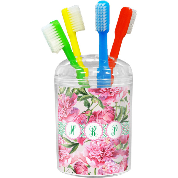 Custom Watercolor Peonies Toothbrush Holder (Personalized)