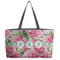 Watercolor Peonies Beach Totes Bag - w/ Black Handles (Personalized)
