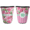 Watercolor Peonies Trash Can Black - Front and Back - Apvl