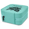 Watercolor Peonies Travel Jewelry Boxes - Leather - Teal - View from Rear