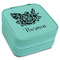 Watercolor Peonies Travel Jewelry Boxes - Leatherette - Teal - Angled View