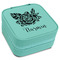 Watercolor Peonies Travel Jewelry Box - Teal Leather (Personalized)