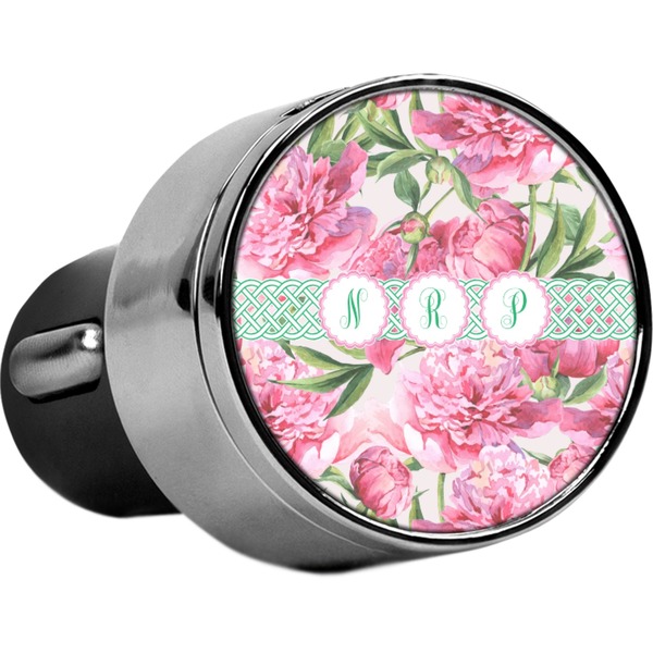 Custom Watercolor Peonies USB Car Charger (Personalized)