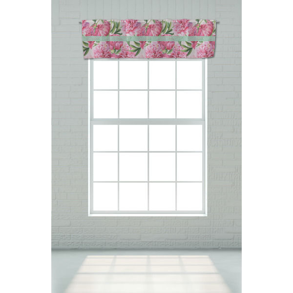 Watercolor Peonies Valance - On window