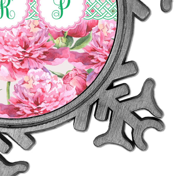 Watercolor Peonies Vintage Snowflake - Detail