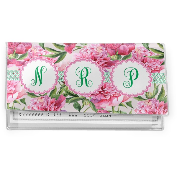 Custom Watercolor Peonies Vinyl Checkbook Cover (Personalized)