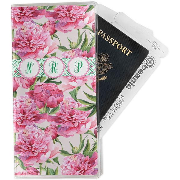 Custom Watercolor Peonies Travel Document Holder