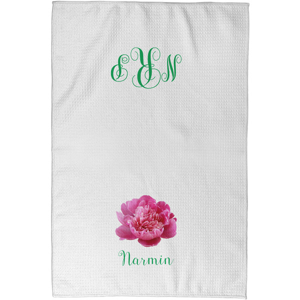 Watercolor Peonies Waffle Towel - Partial Print - Approval Image