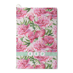 Watercolor Peonies Waffle Weave Golf Towel (Personalized)