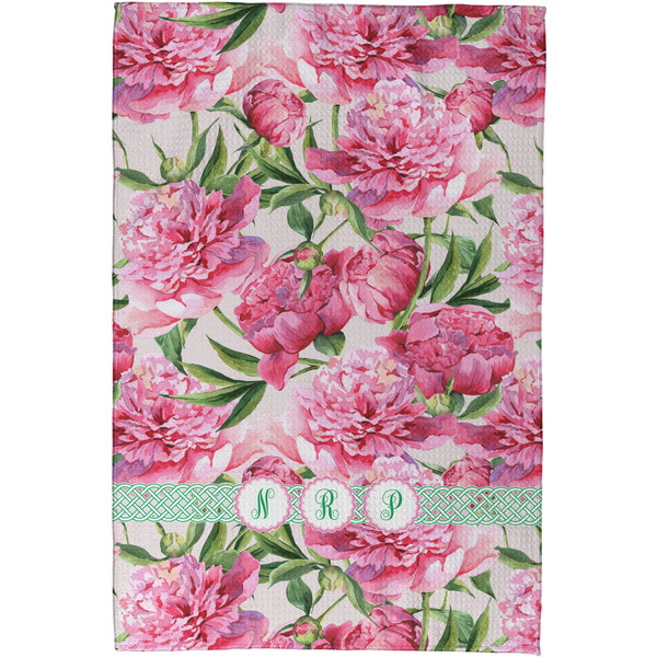 Watercolor Peonies Waffle Weave Towel - Full Color Print - Approval Image