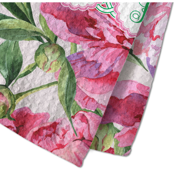 Watercolor Peonies Waffle Weave Towel - Closeup of Material Image