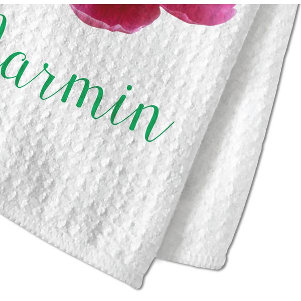 Watercolor Peonies Waffle Weave Towel - Closeup of Material Image