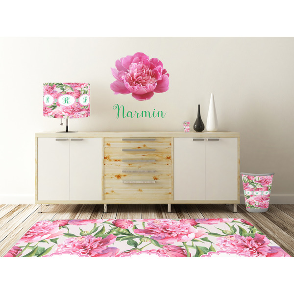 Watercolor Peonies Wall Graphic Decal Wooden Desk
