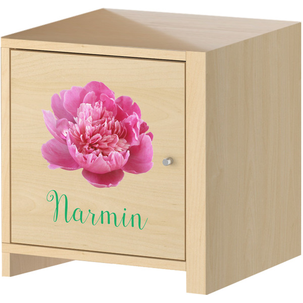 Watercolor Peonies Wall Graphic on Wooden Cabinet